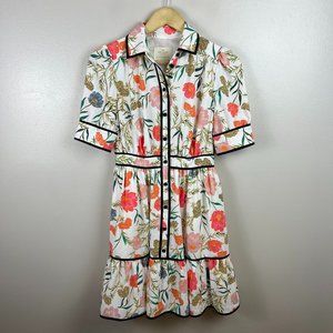 Kate Spade Floral Midi Dress - White, Pink, Green